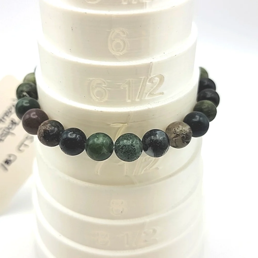 Forest Green Jasper 100.00 Cts Stretchable Gemstone Round Beaded 7